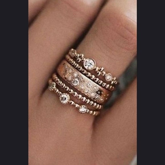 5 Rose Gold tone Stackable Rings - Picture 2 of 2